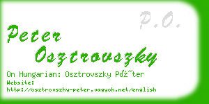 peter osztrovszky business card